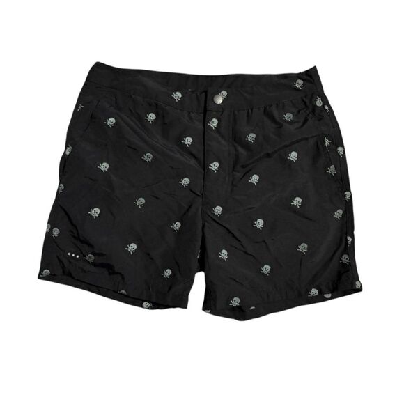 John Varvatos USA Malibu Skull Print Swim Trunks Shorts - Picture 2 of 8